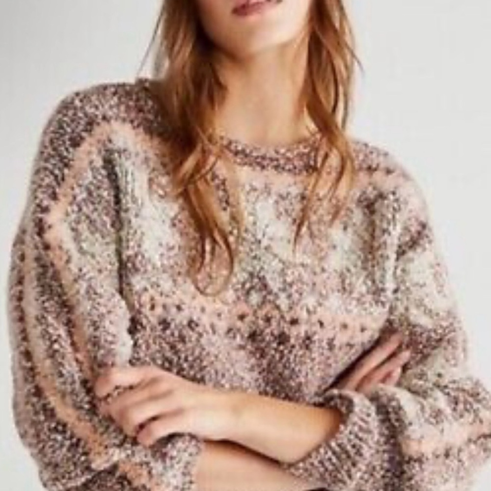 Free People Jumper Snowflake Sweater Size Medium - Picture 7 of 7